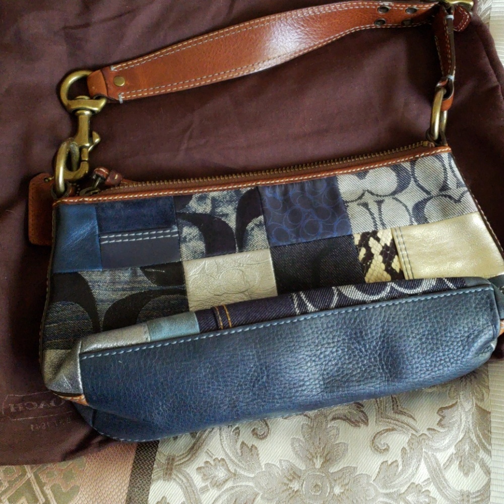 Vintage denim patchwork Coach shoulder bag